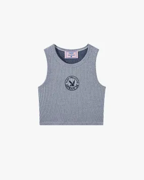 PLAYBOY CONTRAST RIBBED TANK TOP BLUE