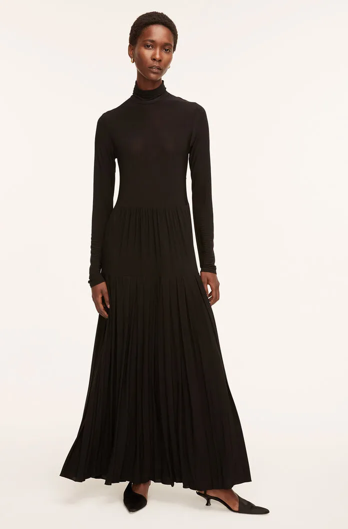 Pleated Knit Mock Neck Dress