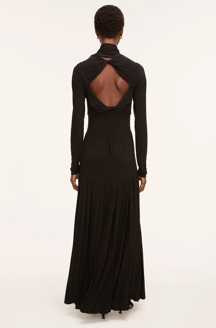 Pleated Knit Mock Neck Dress