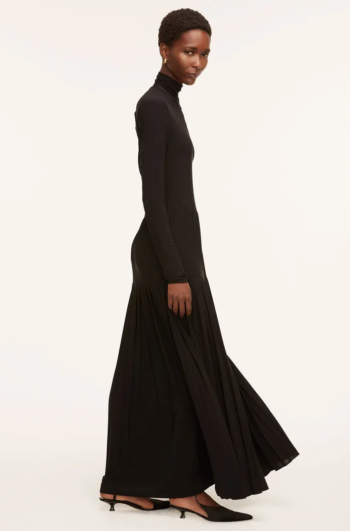 Pleated Knit Mock Neck Dress