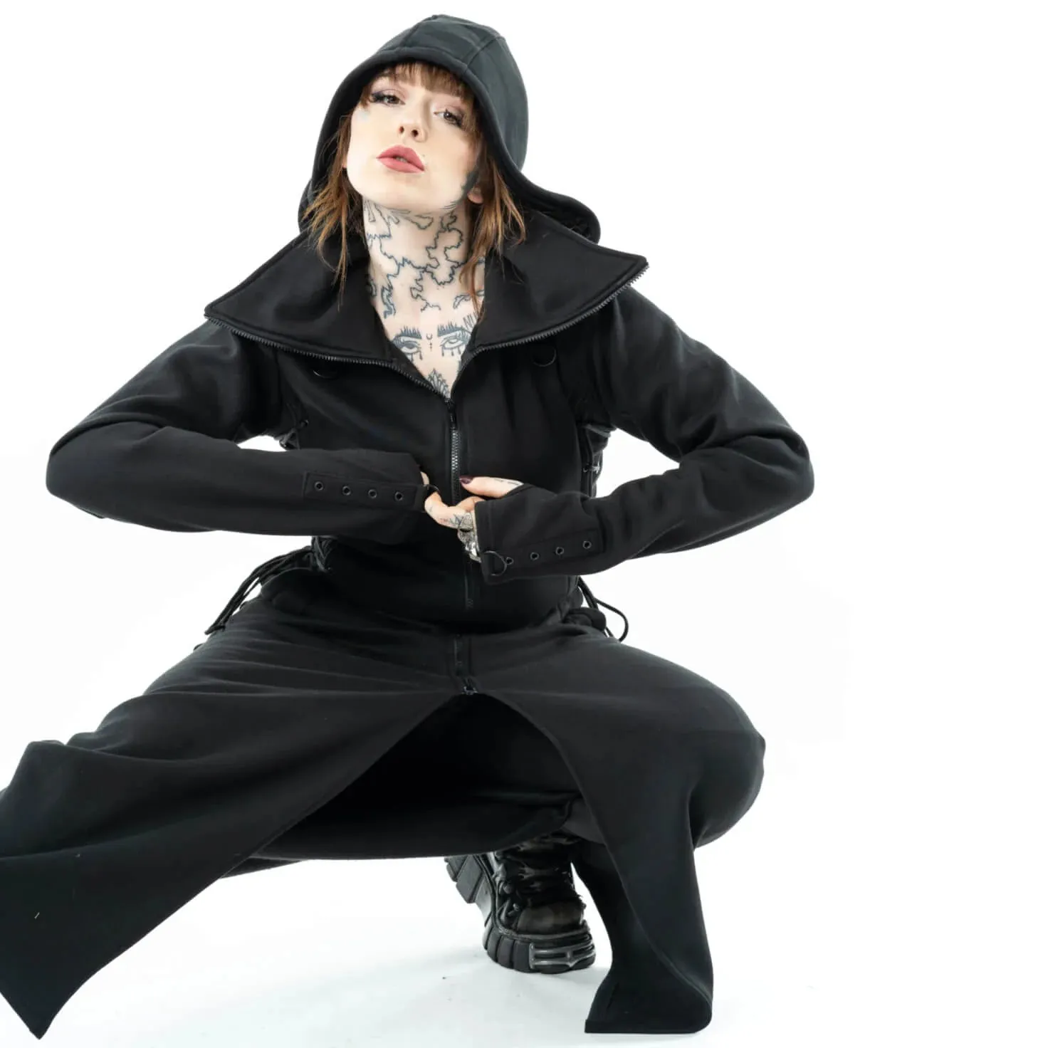Poizen Industries Callen Hooded Full Length Cotton Coat