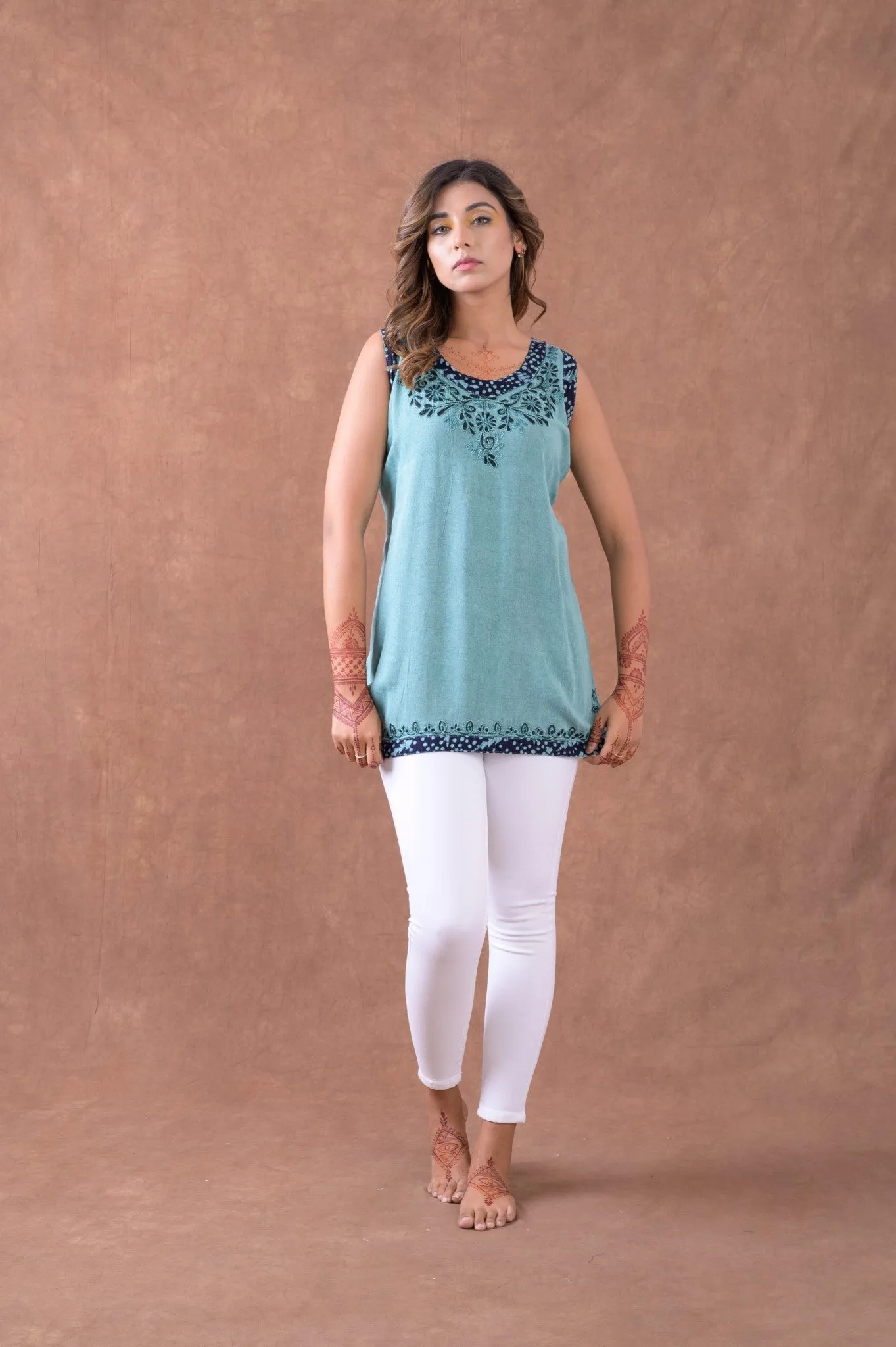 Rhea Hem Patterned Tank Top