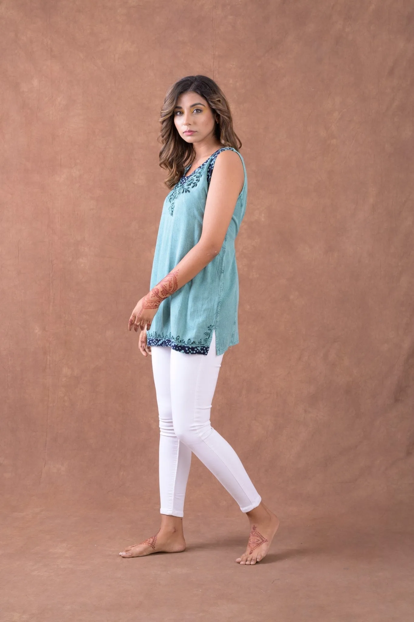 Rhea Hem Patterned Tank Top