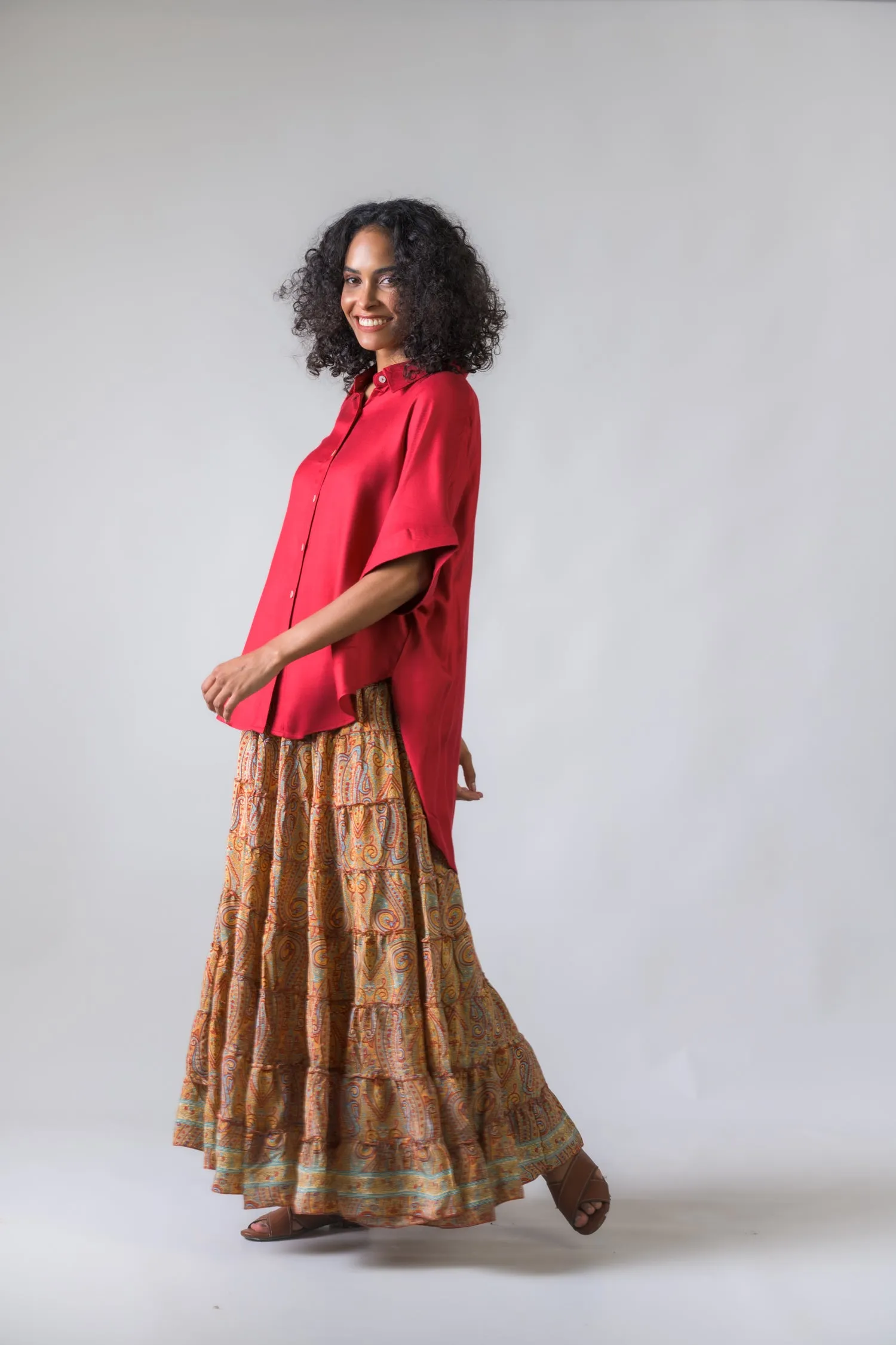 Rhea Layered Print Ruffle Skirt