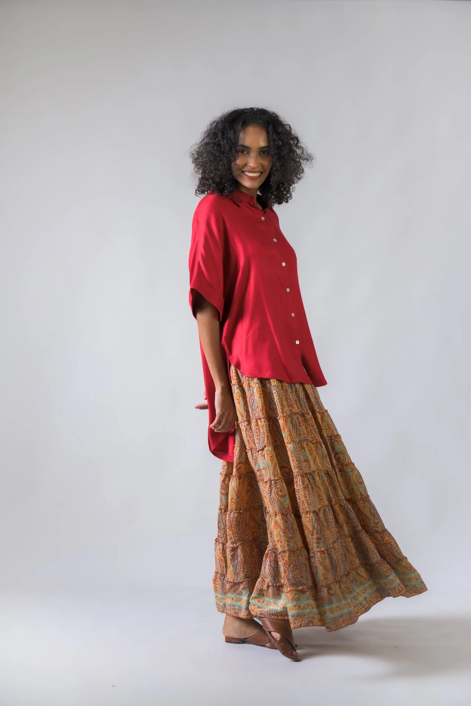 Rhea Layered Print Ruffle Skirt