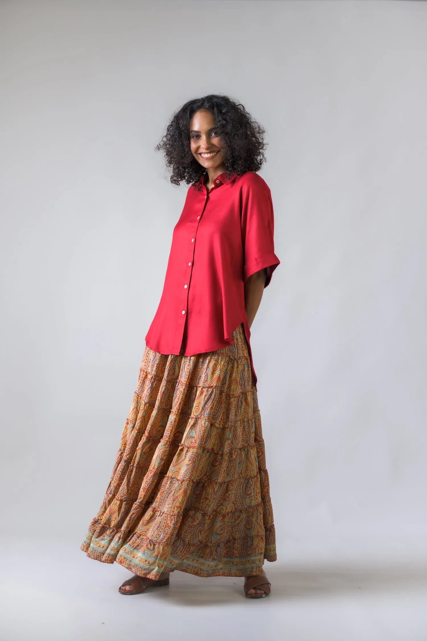 Rhea Layered Print Ruffle Skirt
