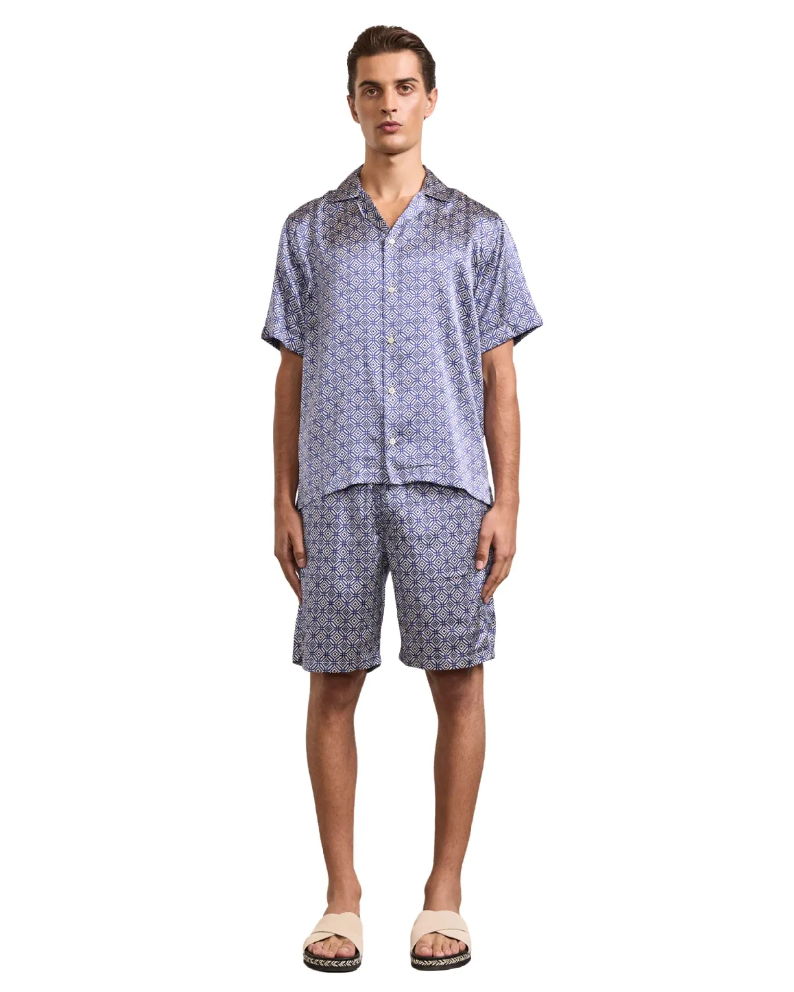 Roberto Silk Shirt SS Angra Trelica - Dusk