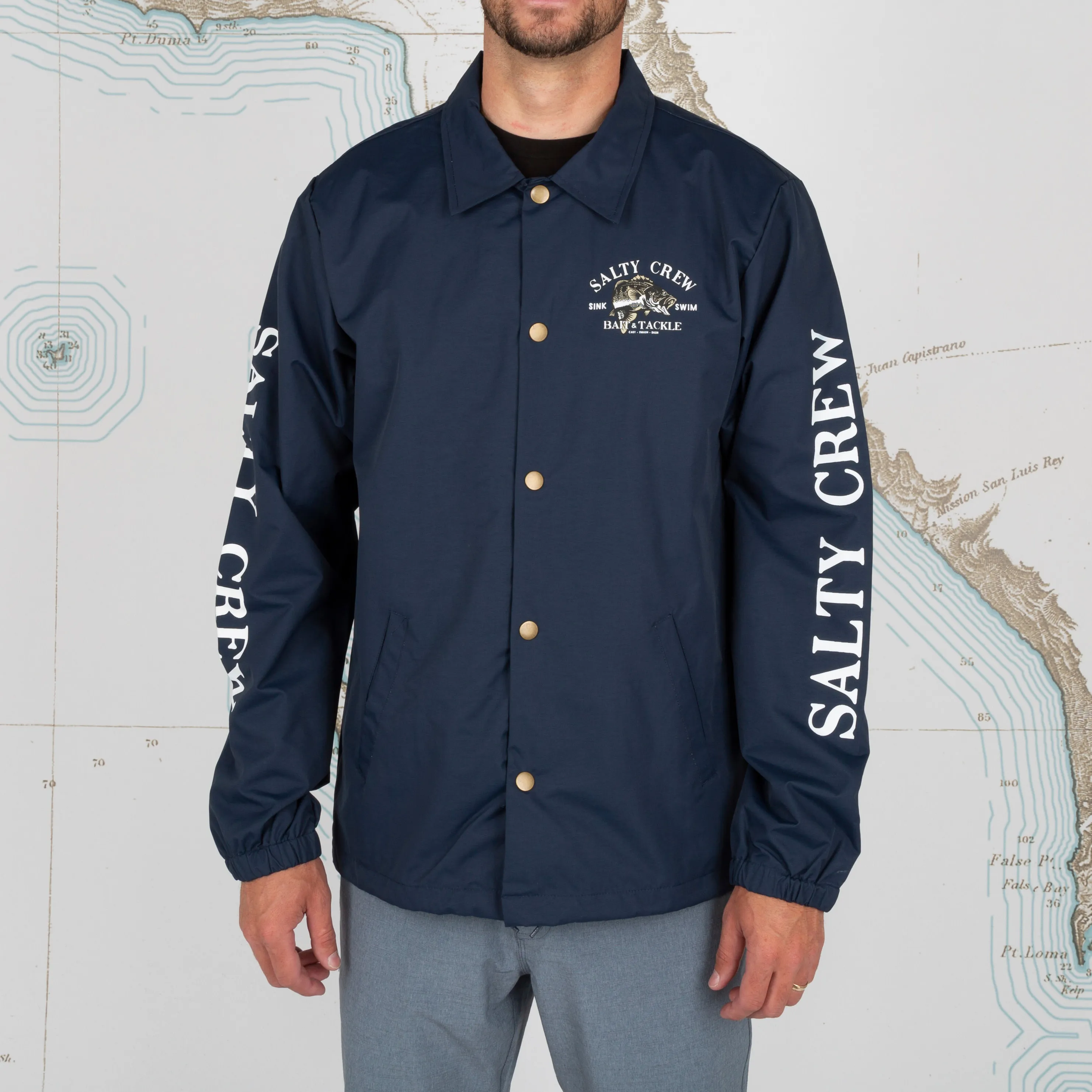 Salty Crew Men&#x27;s Bass Man Snap Jacket Navy | Buy Salty Crew Men&#x27;s Bass Man Snap Jacket Navy here | Outnorth