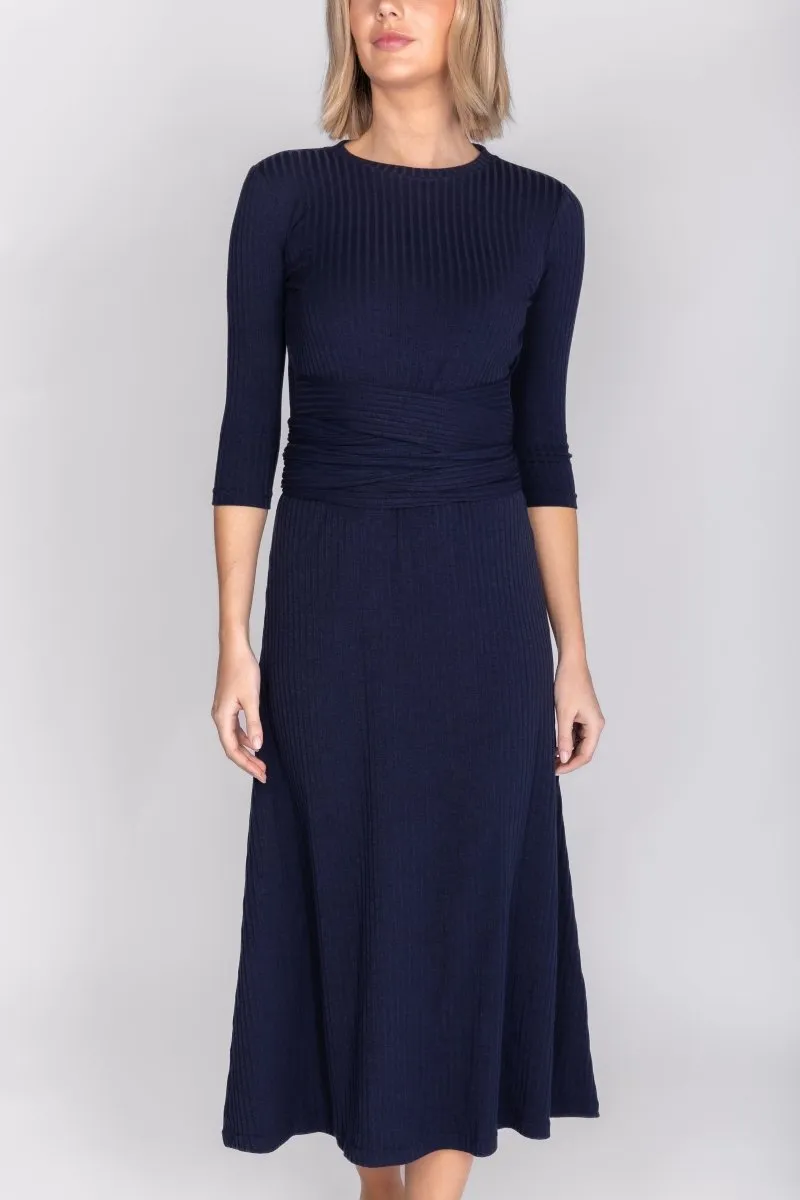 SARAH DRESS 3/4 SLEEVES (NAVY)
