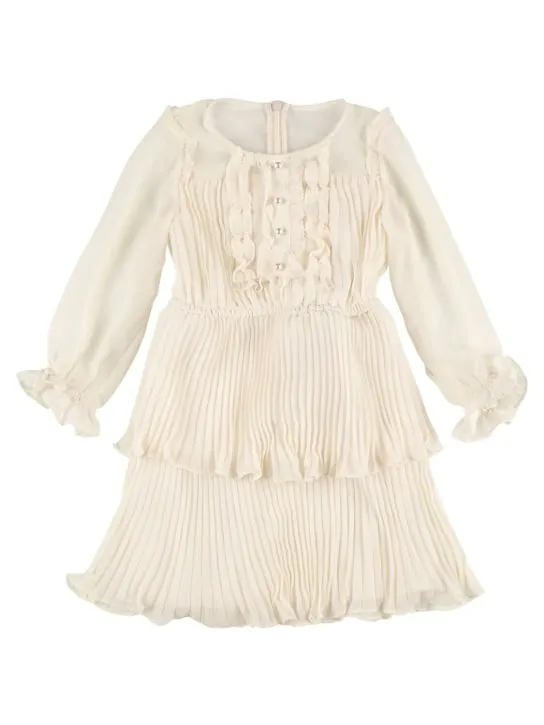 Self-portrait   Tiered chiffon midi dress w/ faux pearls 