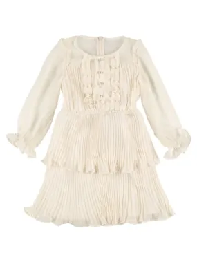Self-portrait   Tiered chiffon midi dress w/ faux pearls 