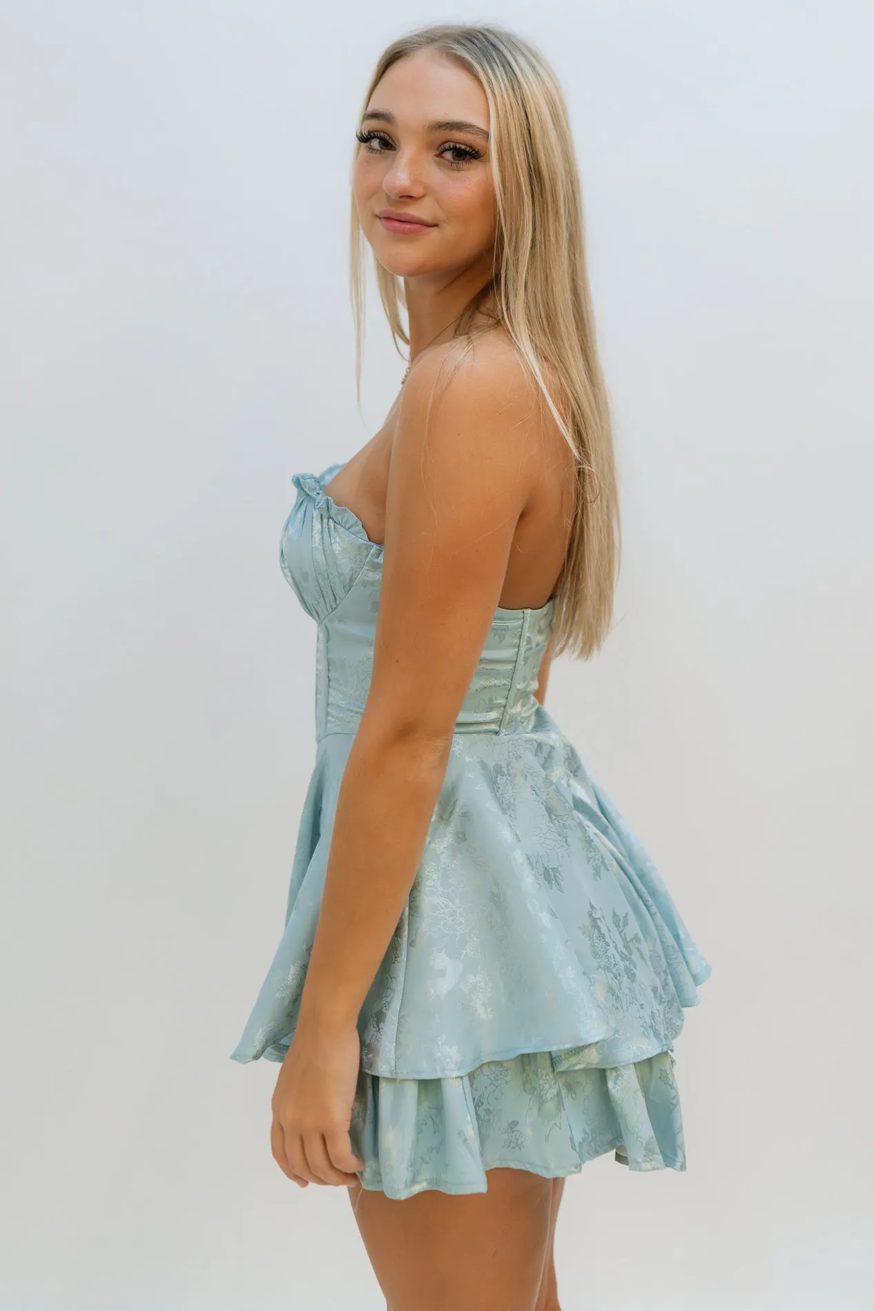 Shay Bustier Mini Romper - Blue