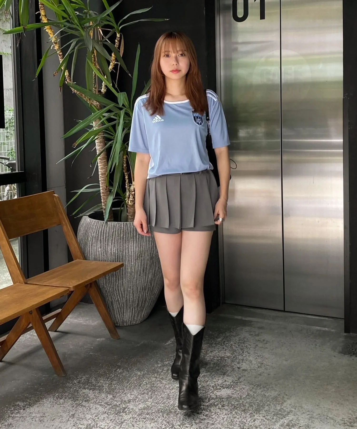 Shorts layered pleated mini skirt