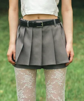 Shorts layered pleated mini skirt