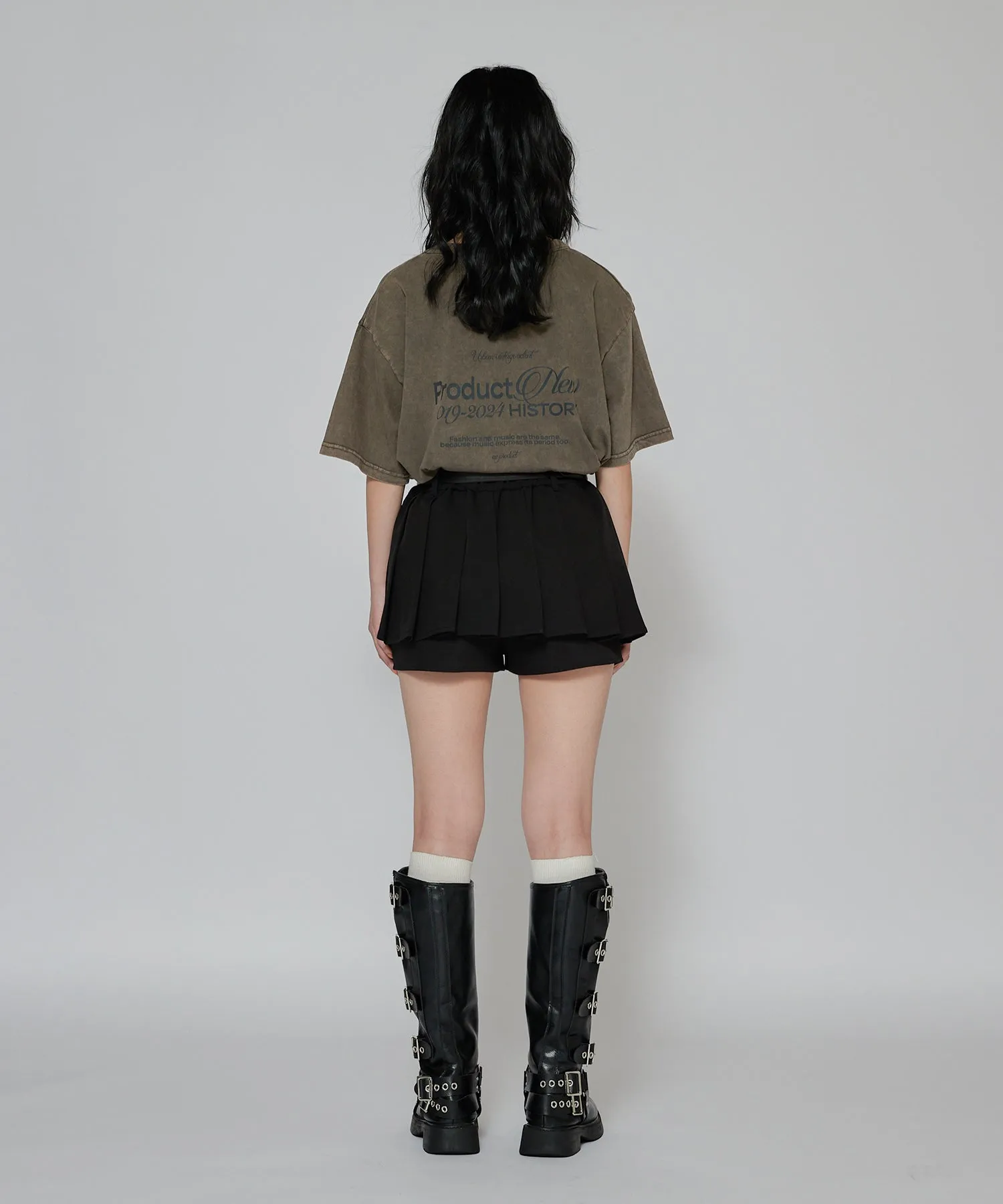 Shorts layered pleated mini skirt