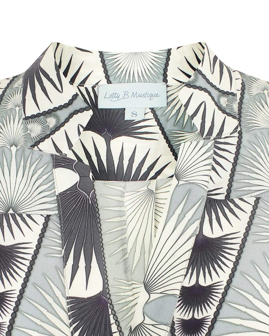Silk Kim Blouse FAN PALM REPEAT