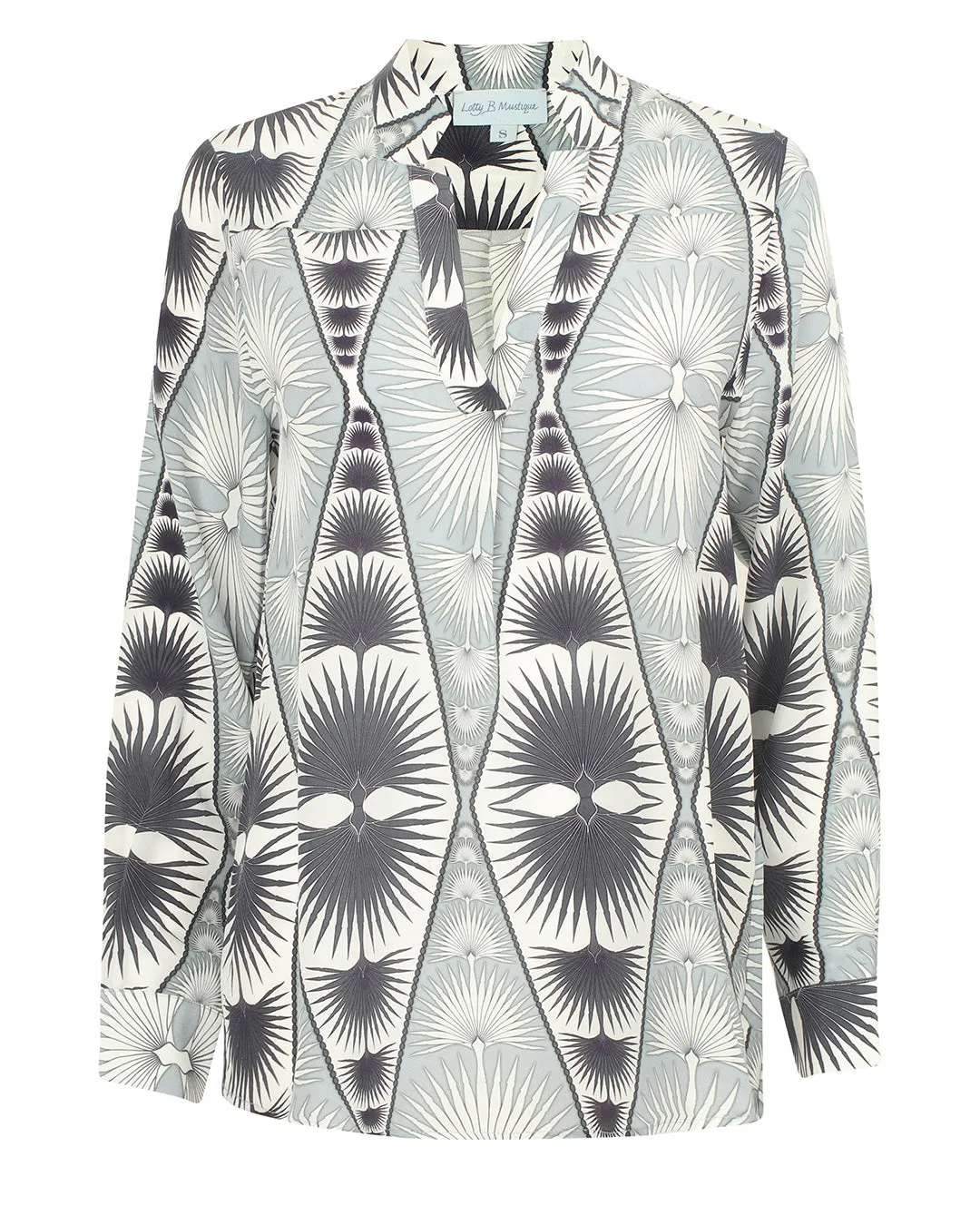 Silk Kim Blouse FAN PALM REPEAT