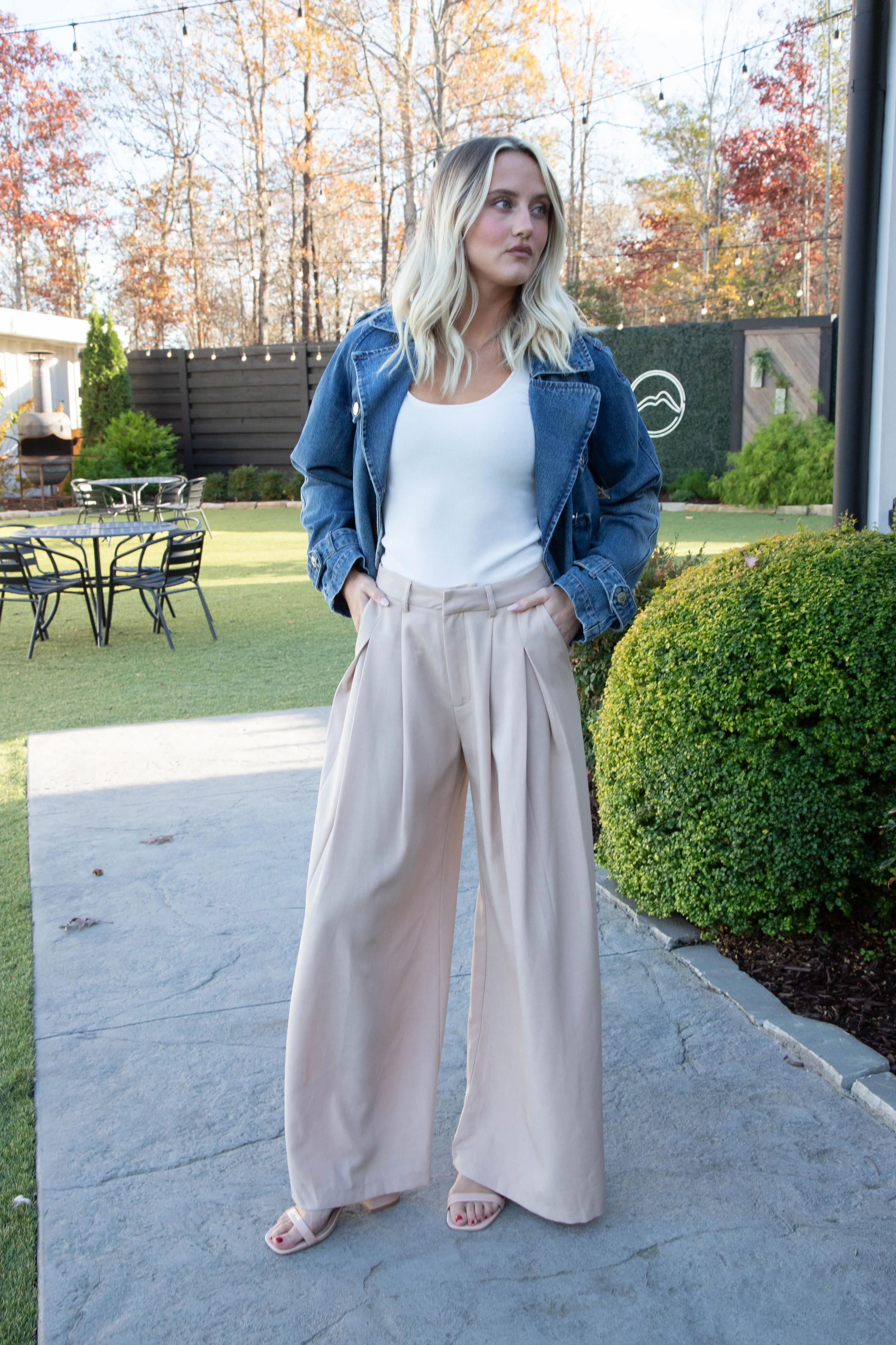 Sirus Cropped Trench Coat Jacket, Blue Denim | Steve Madden
