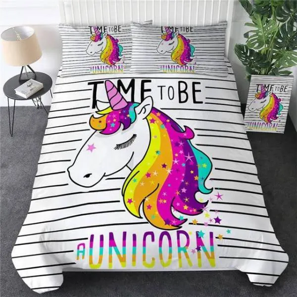 Striped Unicorn Bed Set