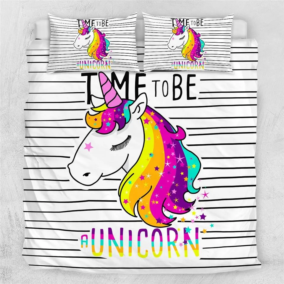 Striped Unicorn Bed Set