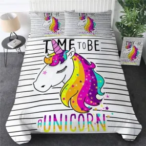 Striped Unicorn Bed Set