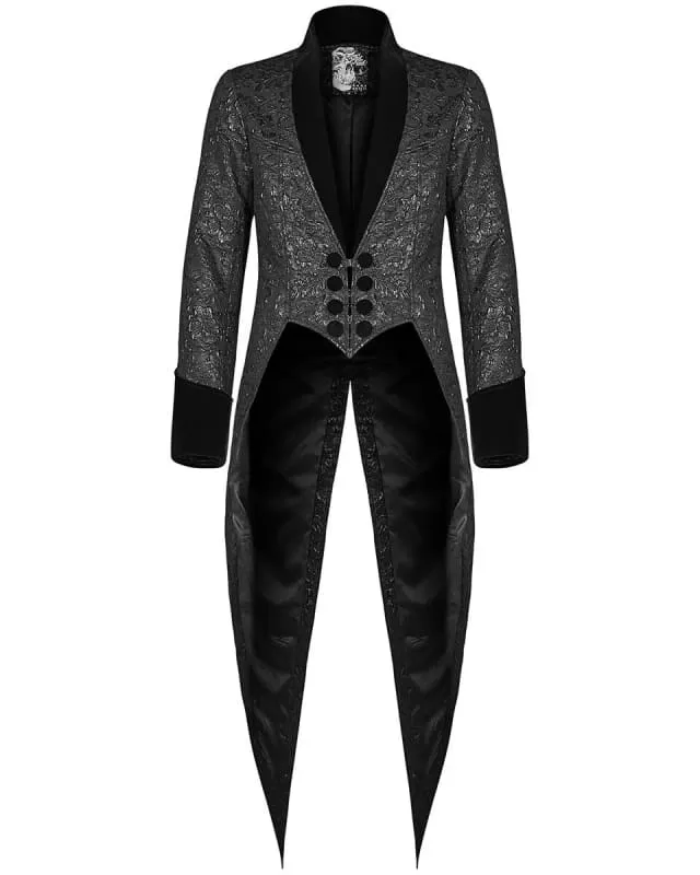 Stylish Mens Gothic Tailcoat Jacket in Gold Brocade Steampunk Design