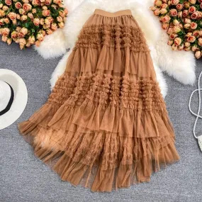Summer Mesh Layered A Line Skirt 1697