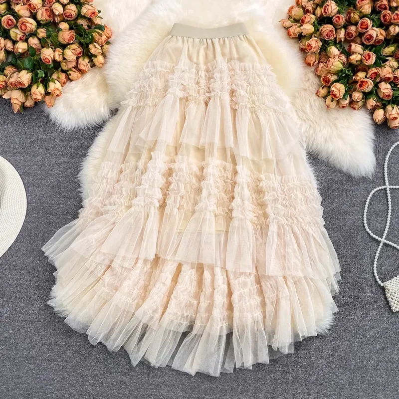 Summer Mesh Layered A Line Skirt 1697