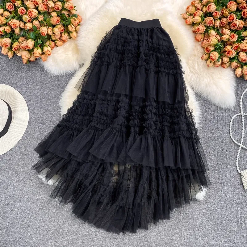Summer Mesh Layered A Line Skirt 1697