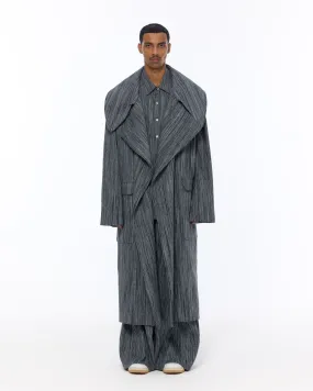 The Double Lapel Overcoat : Grey Chambray