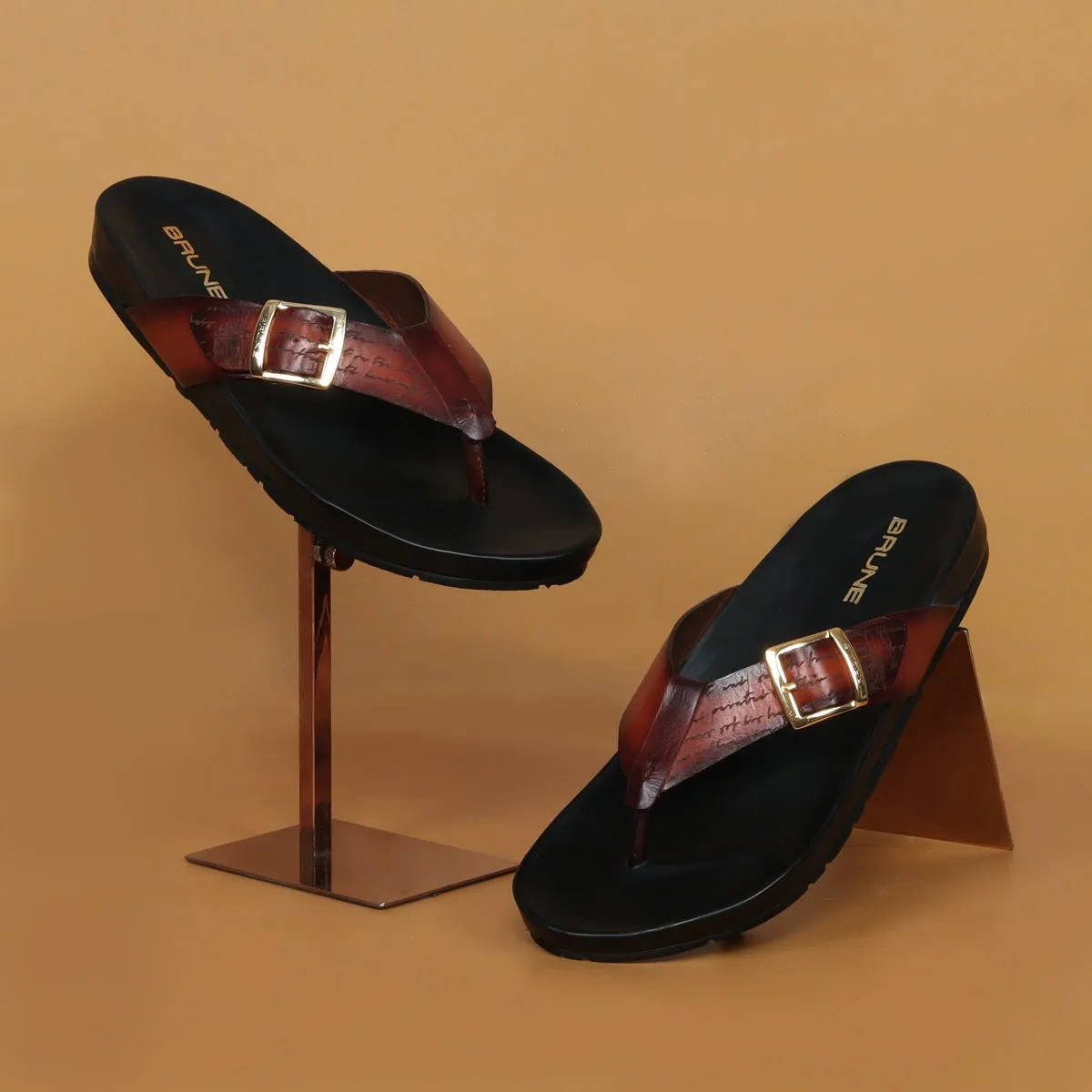 Tie Fit Men's Slipper Laser & Buckle Strap Design