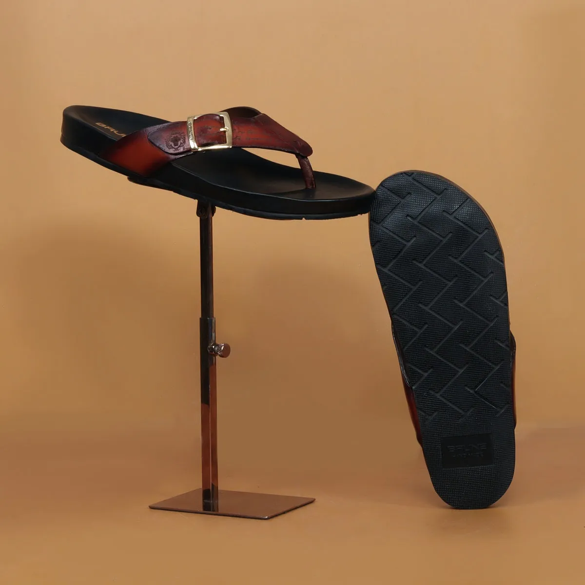 Tie Fit Men's Slipper Laser & Buckle Strap Design