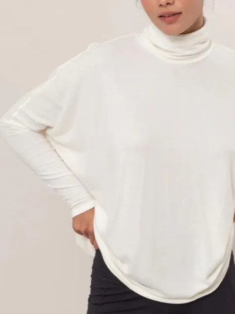 Turtleneck Dolman-Sleeve Top