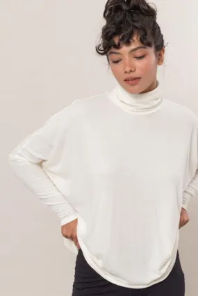 Turtleneck Dolman-Sleeve Top