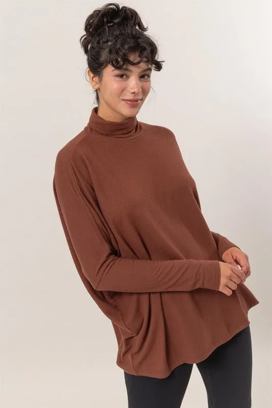 Turtleneck Dolman-Sleeve Top
