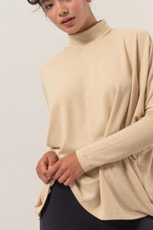 Turtleneck Dolman-Sleeve Top