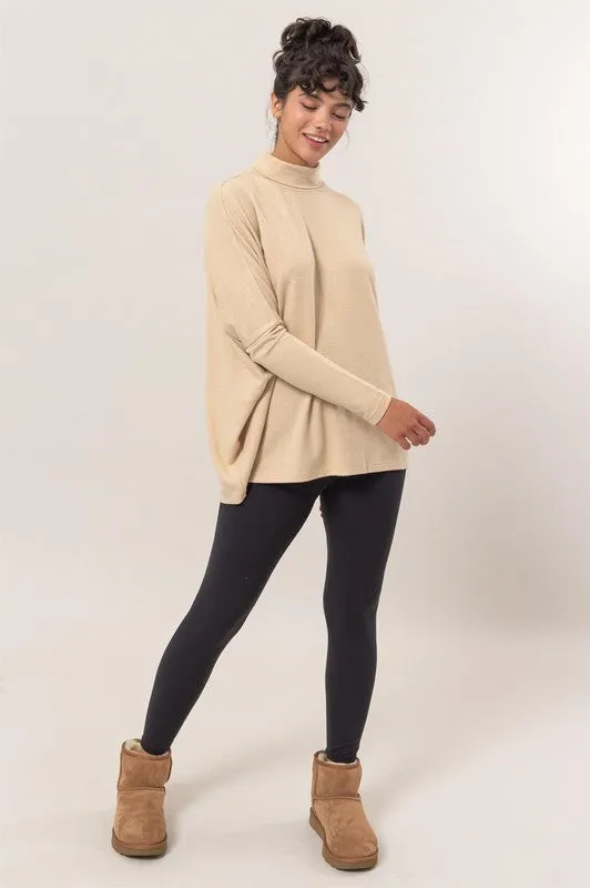 Turtleneck Dolman-Sleeve Top