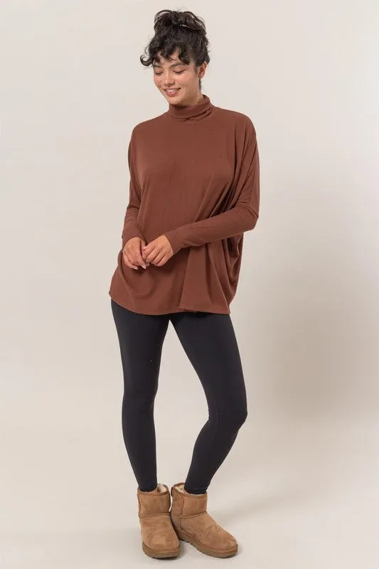 Turtleneck Dolman-Sleeve Top