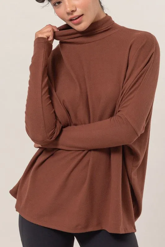 Turtleneck Dolman-Sleeve Top