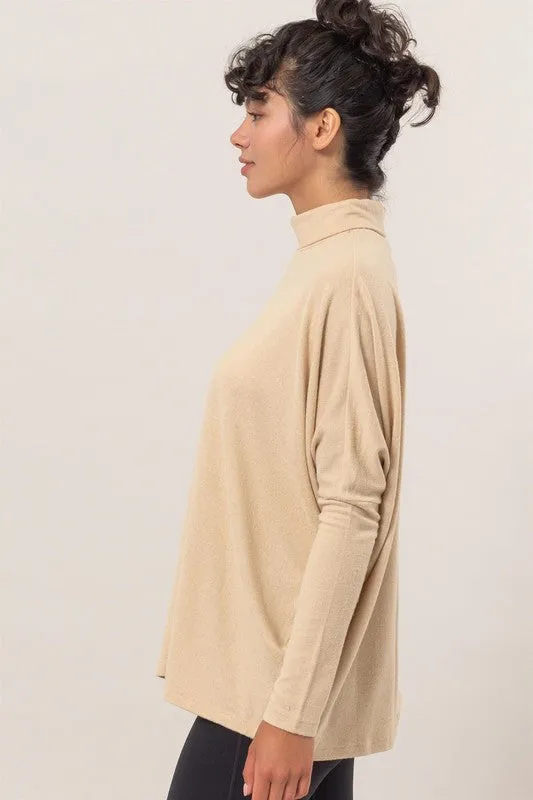 Turtleneck Dolman-Sleeve Top