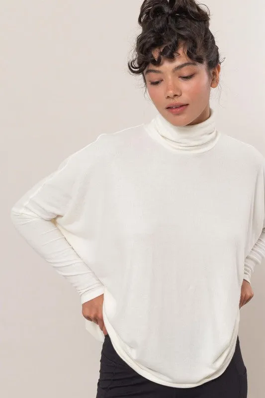 Turtleneck Dolman-Sleeve Top