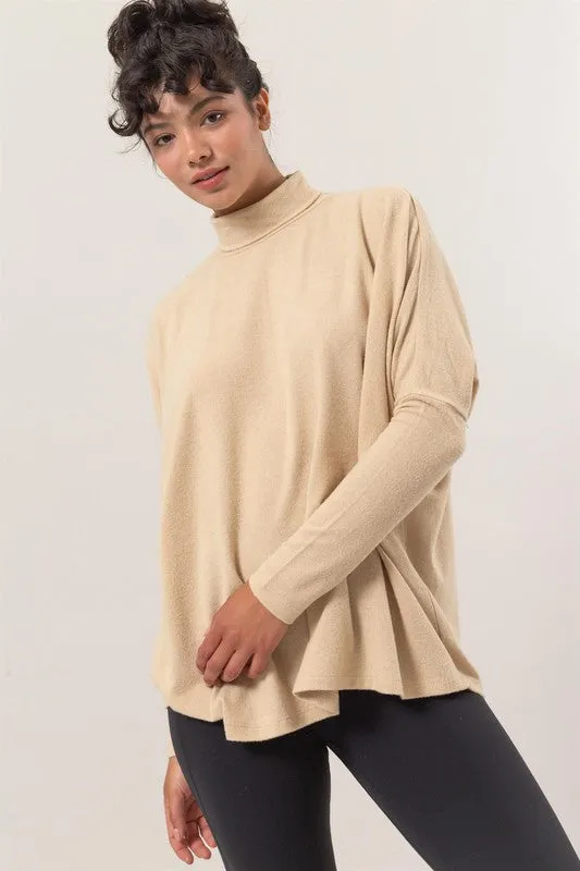 Turtleneck Dolman-Sleeve Top