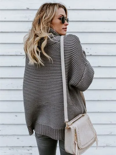 Turtleneck Dropped Shoulder Sweater