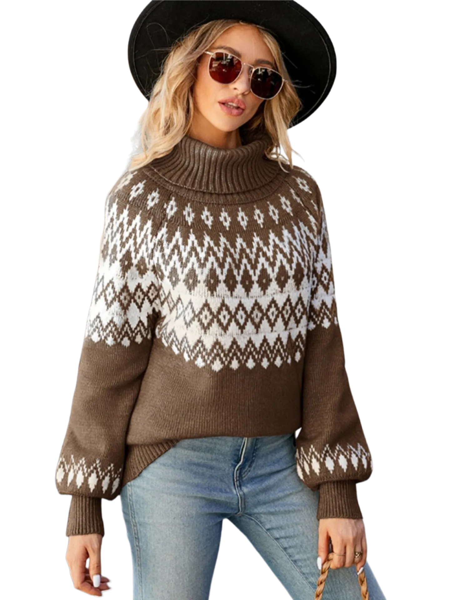 Turtleneck Lantern Sleeve Sweater