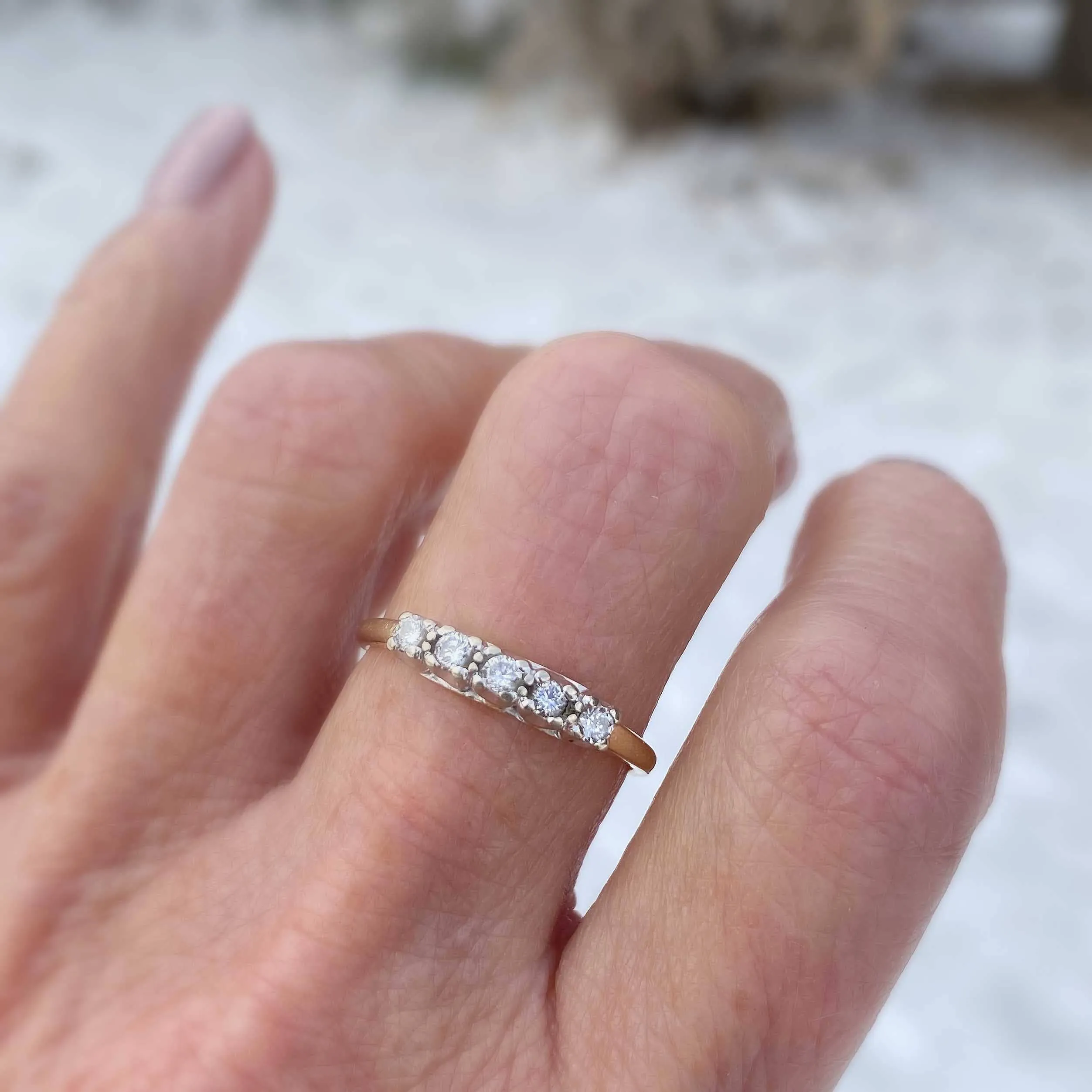 Vintage Five Stone Diamond Ring in 14K Gold