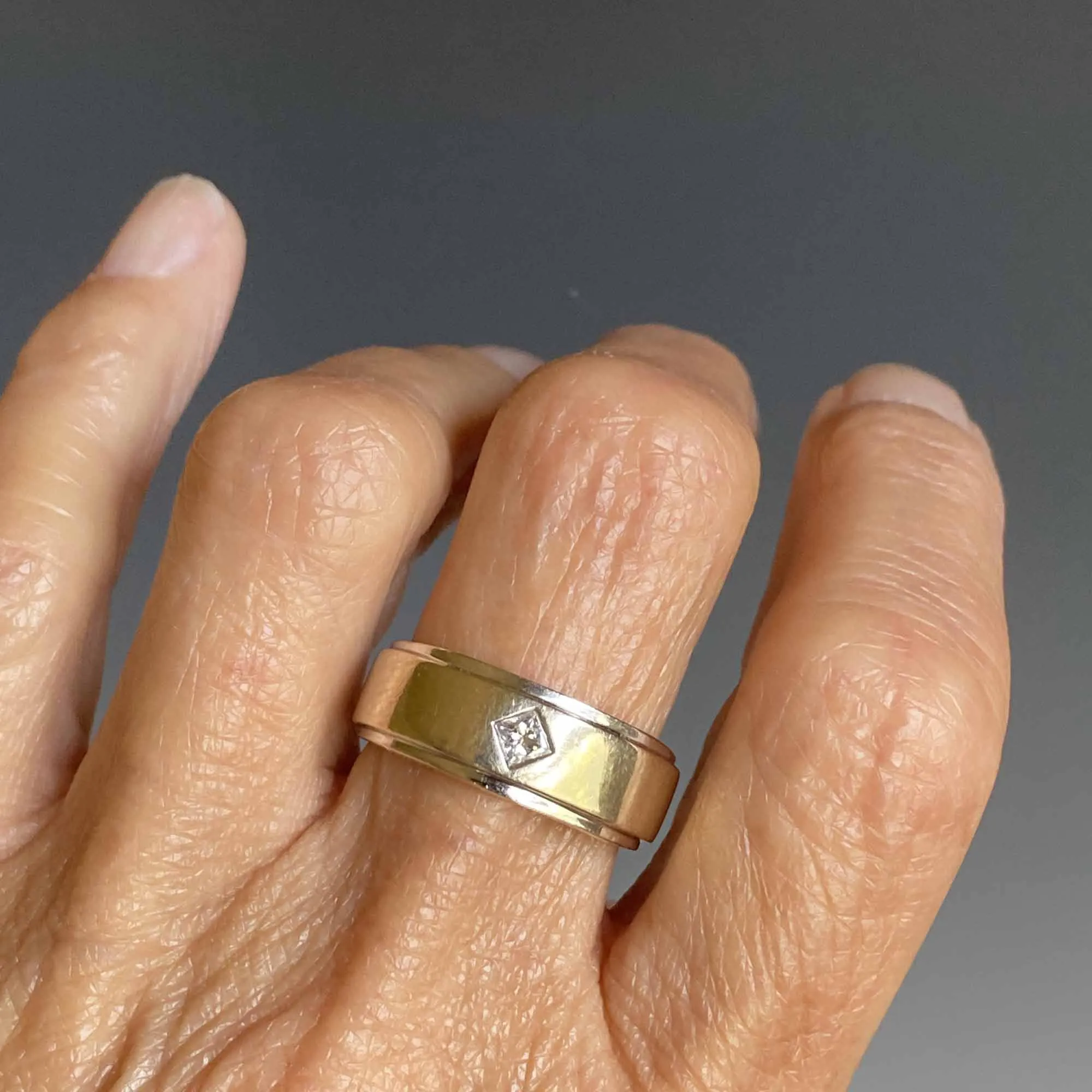 Vintage Princess Cut Diamond 14K Gold Band Ring