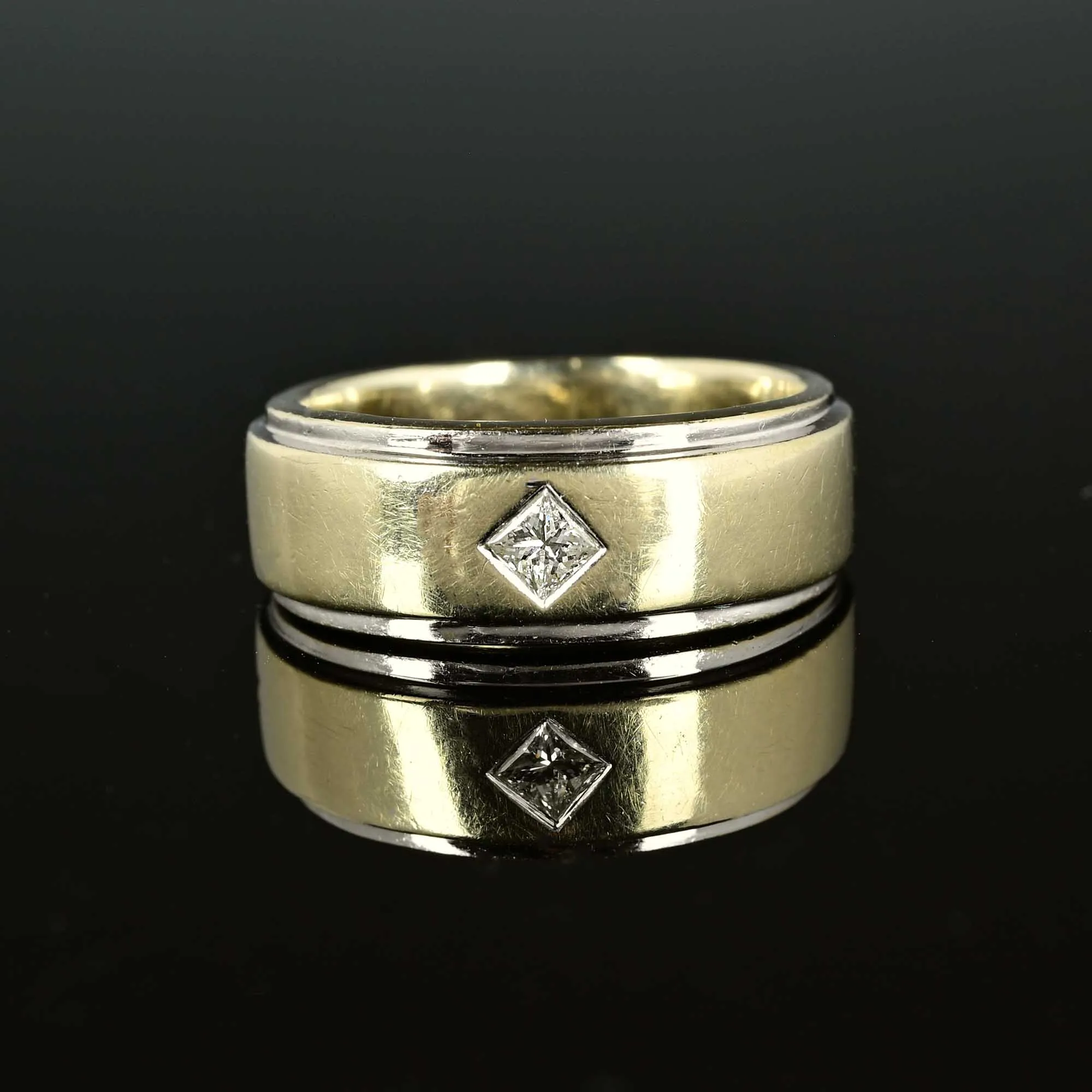 Vintage Princess Cut Diamond 14K Gold Band Ring