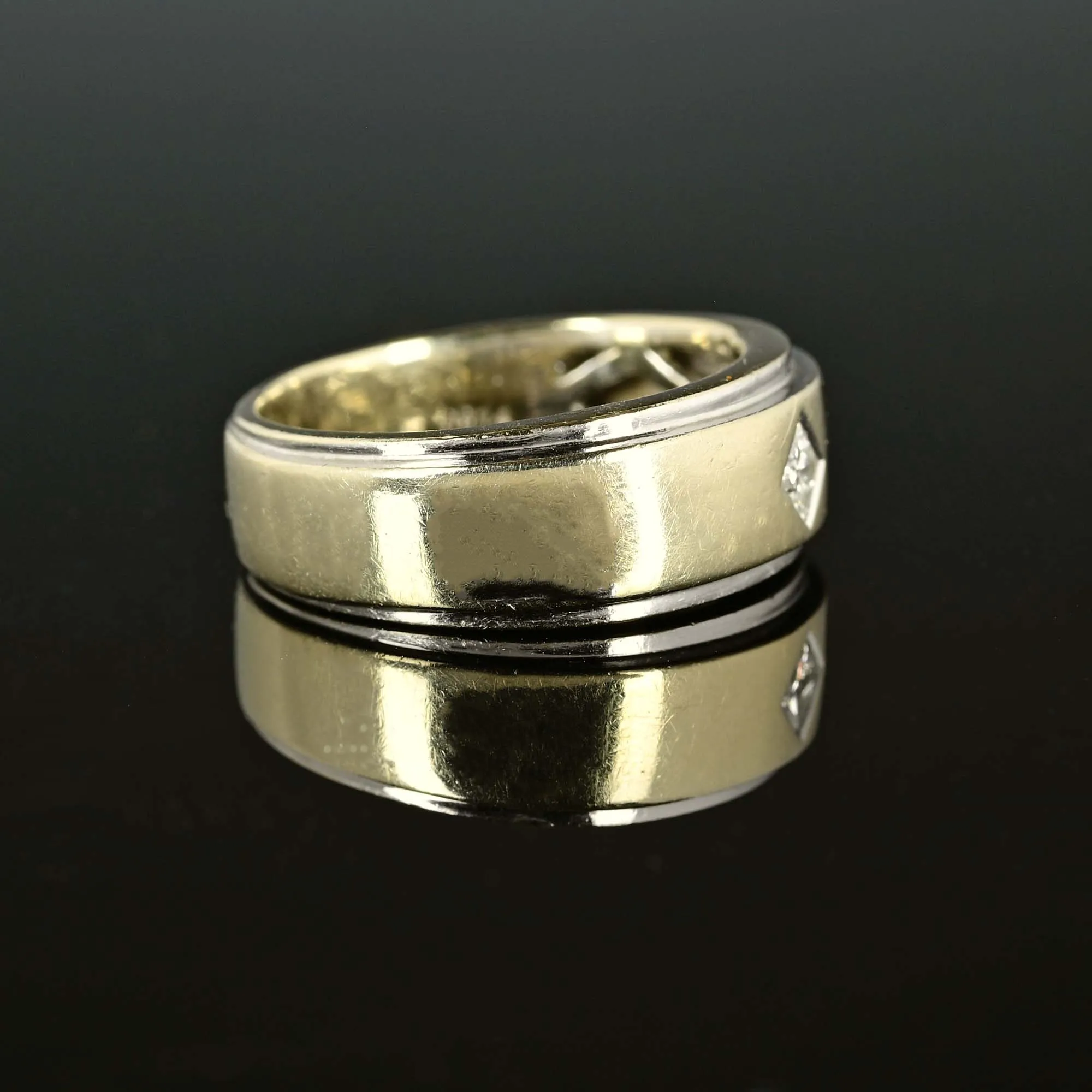 Vintage Princess Cut Diamond 14K Gold Band Ring