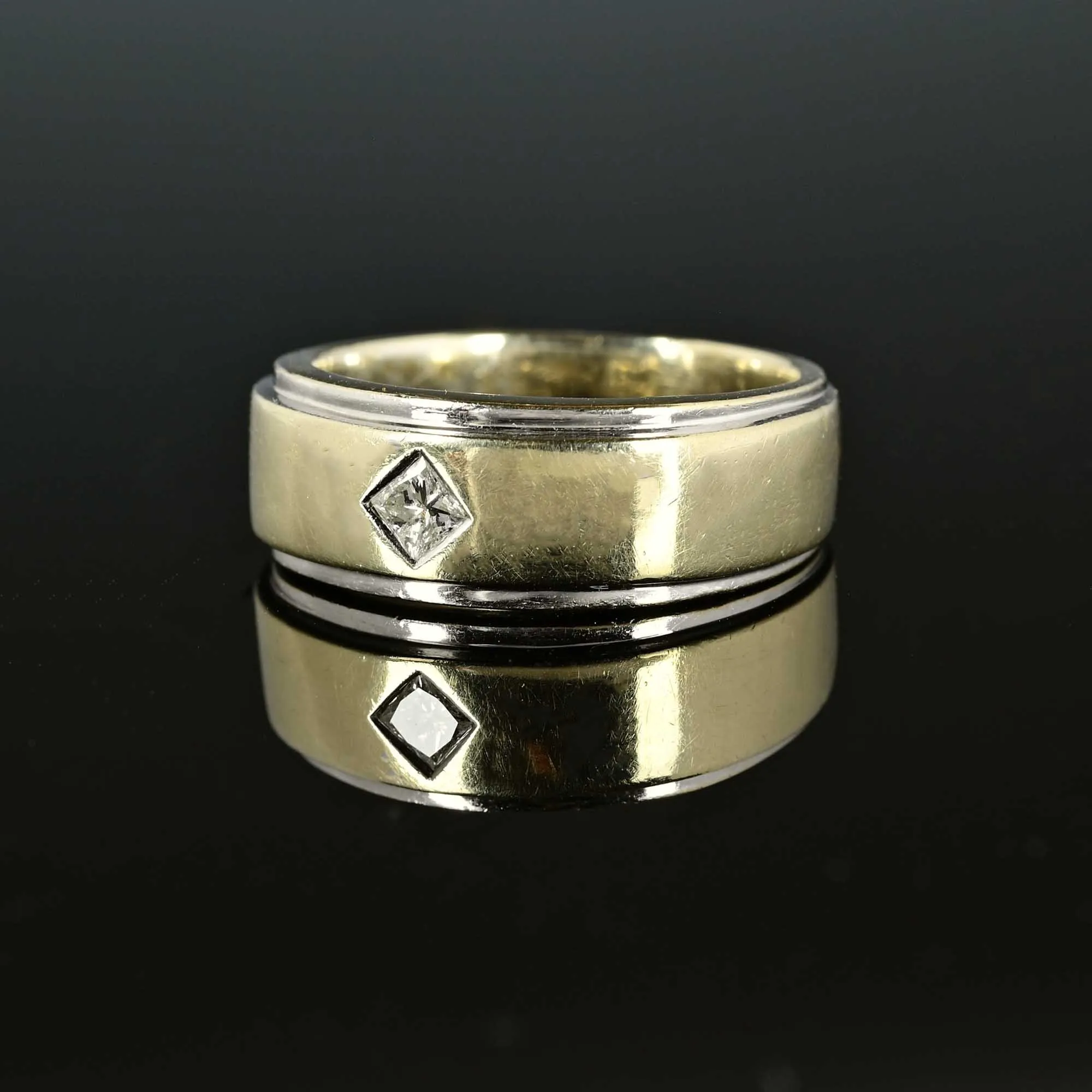 Vintage Princess Cut Diamond 14K Gold Band Ring