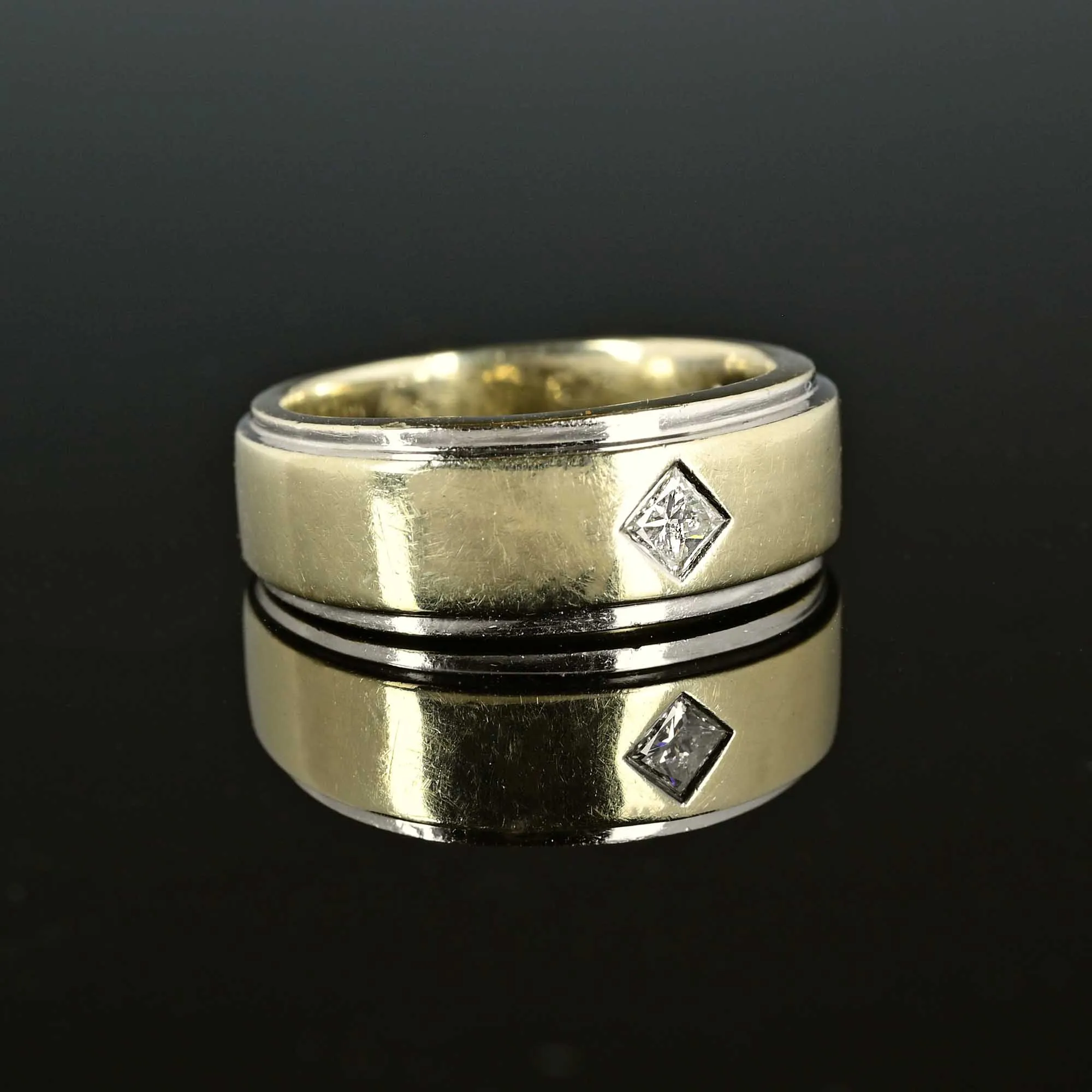 Vintage Princess Cut Diamond 14K Gold Band Ring